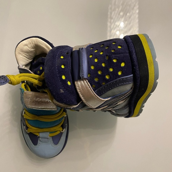 Kids Dolce & Gabbana Multicolor Leather High Top Sneakers Size 8 - Picture 7 of 8